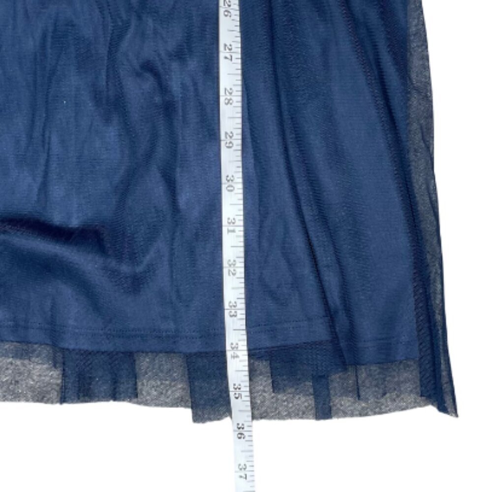 LC Lauren Conrad Navy Blue Lace Floral Embroidered Bodice Flowy Dress Sz Large - Picture 7 of 11